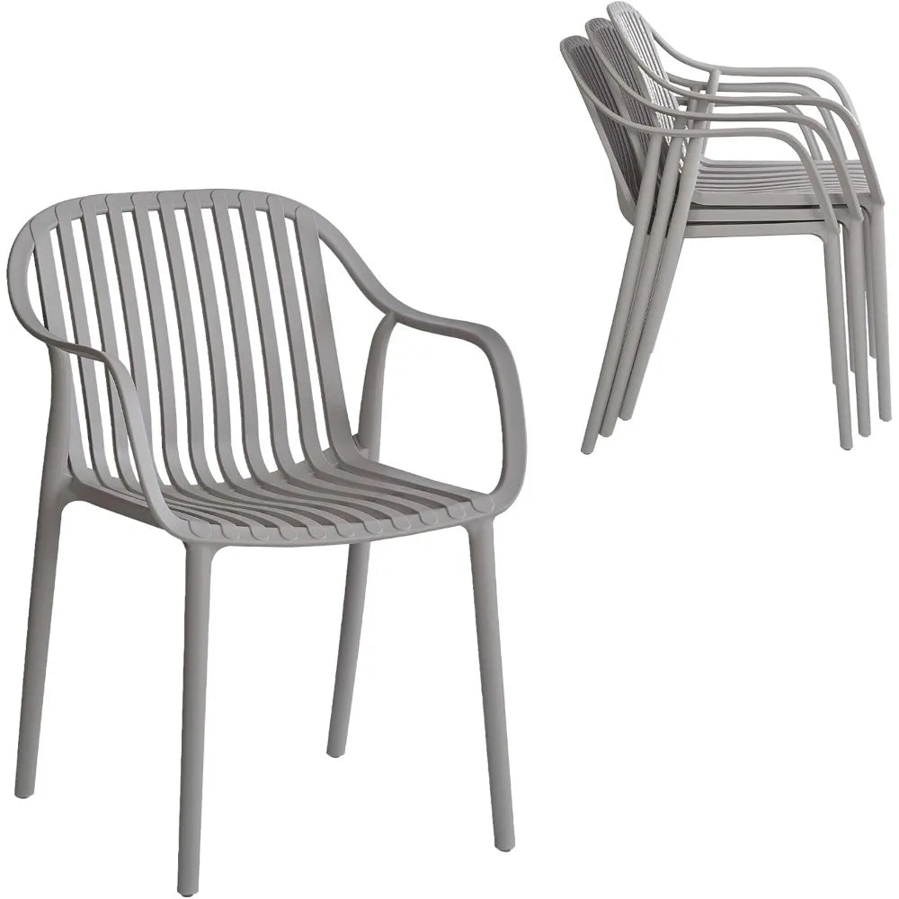 Modern Stackable Indoor Outdoor Plastic Dining Chairs Set Weather-Resistant