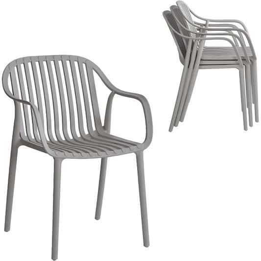 Modern Stackable Indoor Outdoor Plastic Dining Chairs Set Weather-Resistant