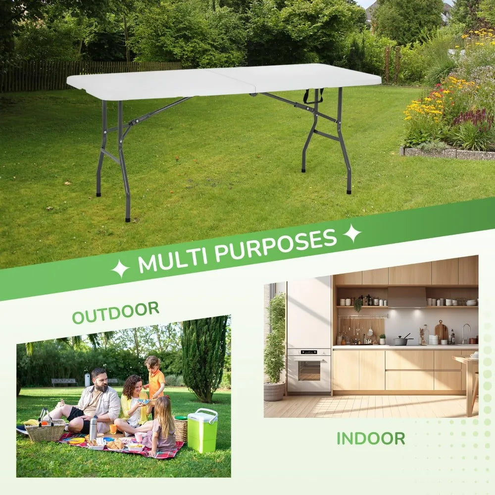 Folding Portable 6ft Table for Parties Weddings Camping BBQ Outdoor Use
