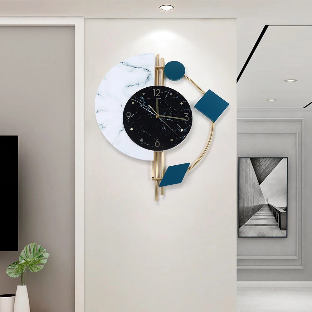 Silent Quartz Wall Clock Marble Design for Living Room Bedroom Decor Gift