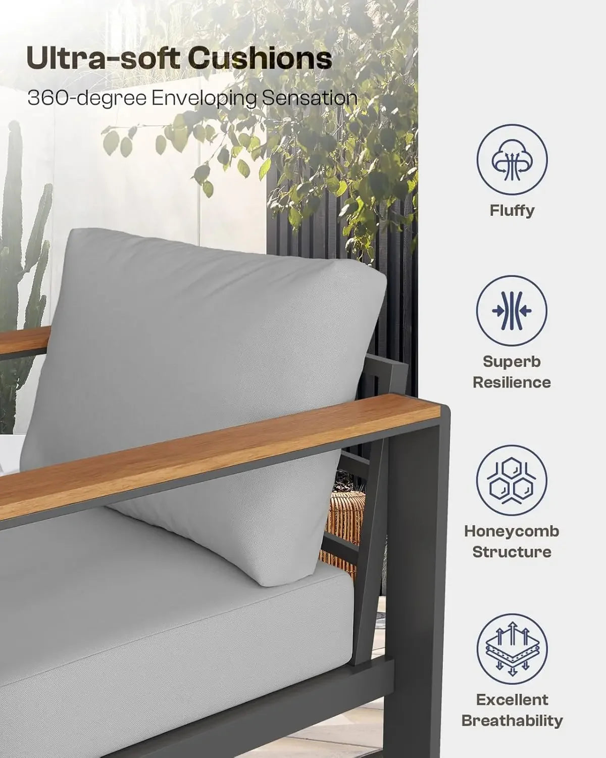 Aluminum Outdoor Patio Furniture Set with Coffee Table Sectional