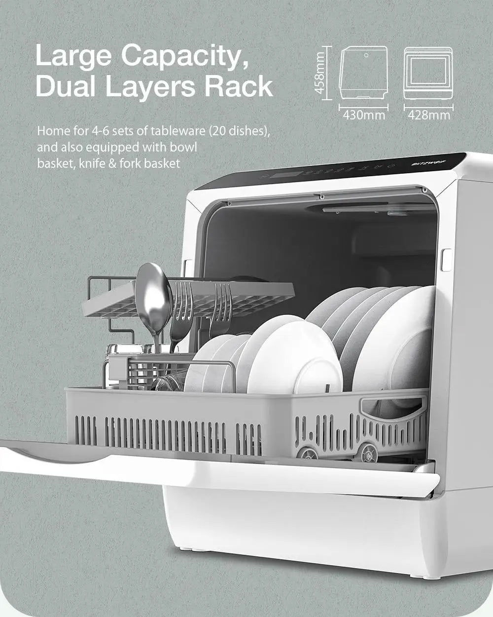 Ljustra Mini Compact Smart Table Dishwasher High Temperature Sterilization