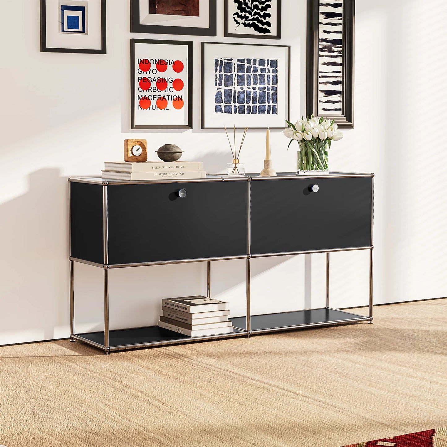 Black TV Stand Storage Cabinet Modern Nordic Furniture Nightstand