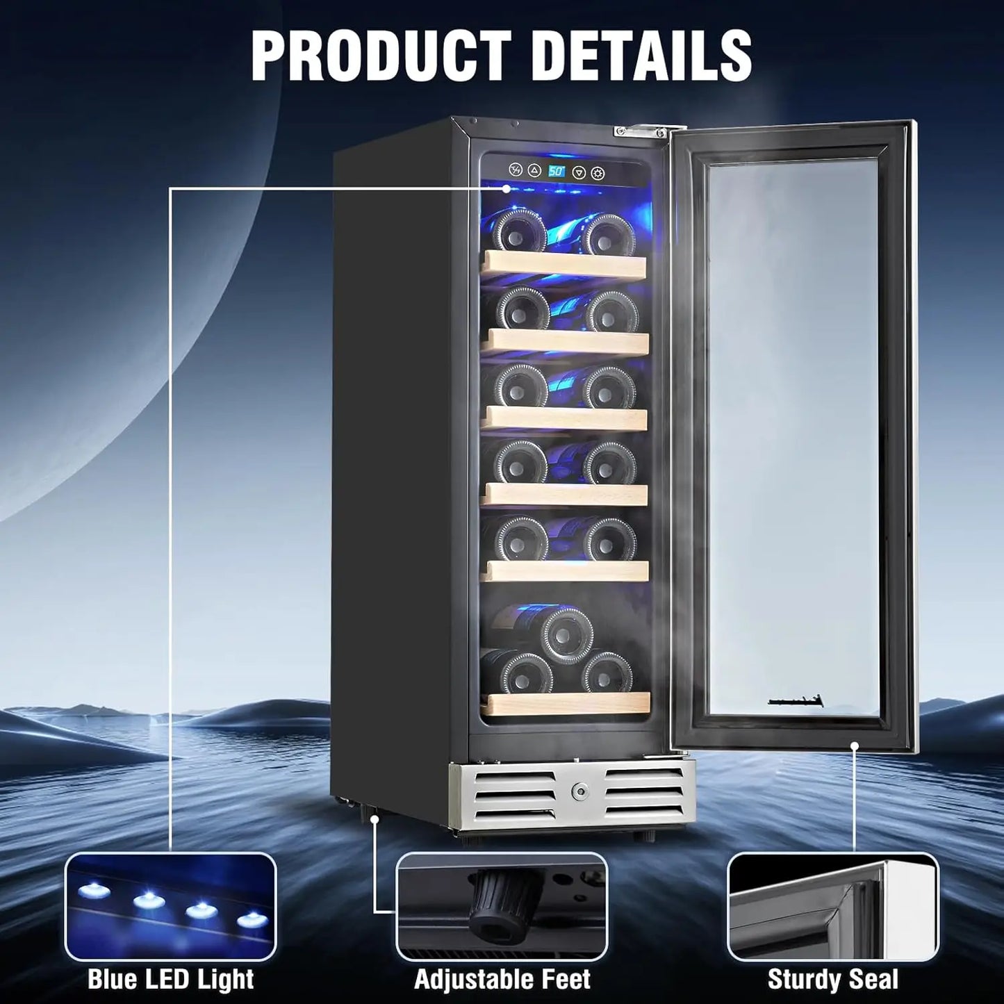 Mini Fridge 18 Bottle Wine Cooler Refrigerator Built-in Freestanding