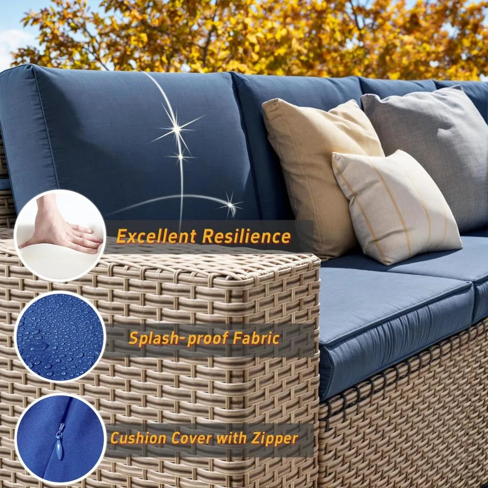 13 Piece Patio Furniture Set Outdoor Wicker Sofa Sectional Set