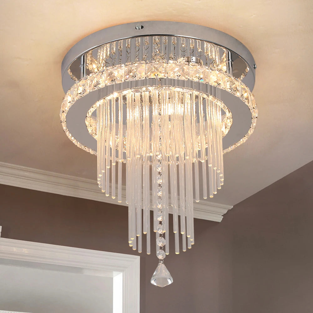 Drop Crystal Pendant Light Chandelier Ceiling Lamp for Dining Room
