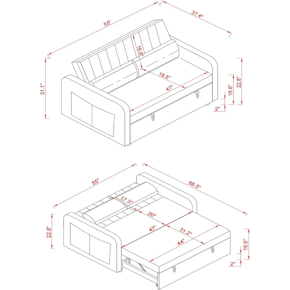 Ljustra Twin Size Sofa Bed Convertible Sleeper for Small Spaces
