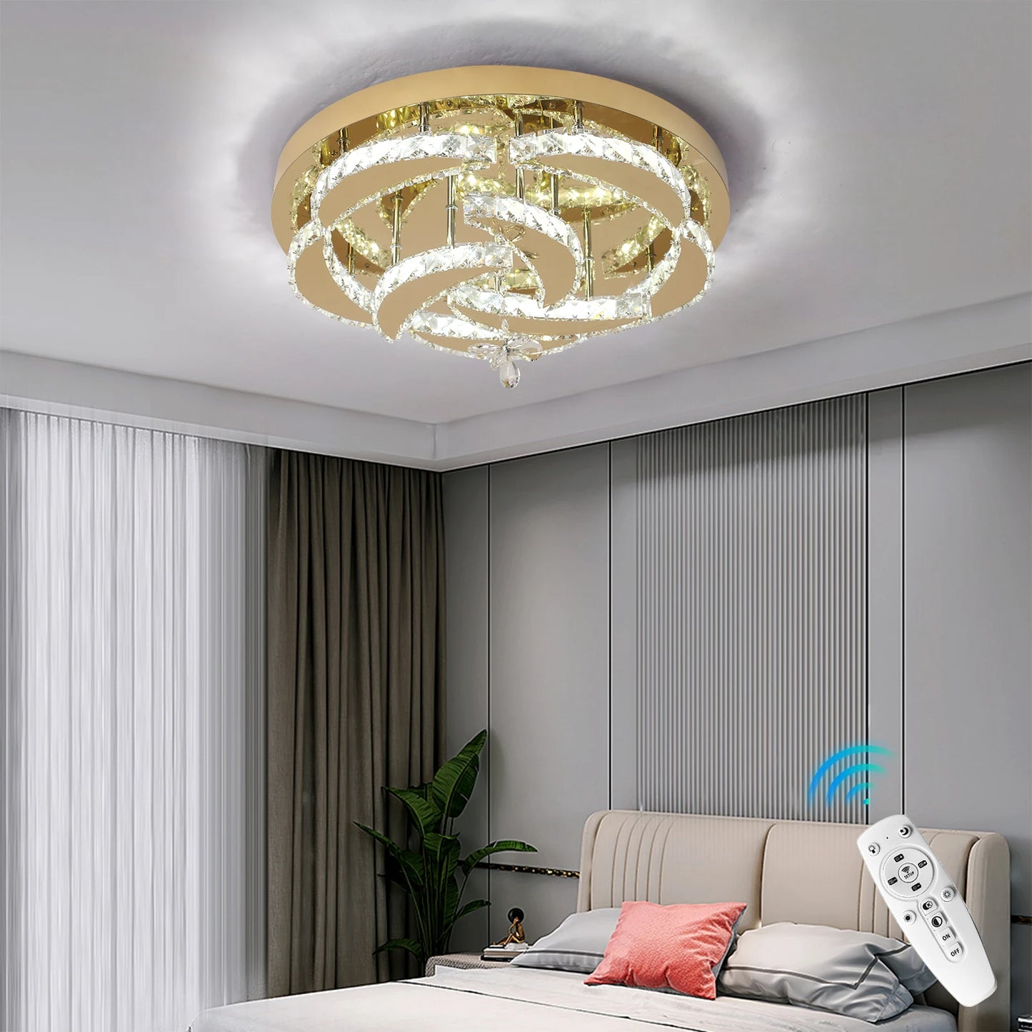 Modern Crystal Drop Chandelier LED Ceiling Light Home Decor