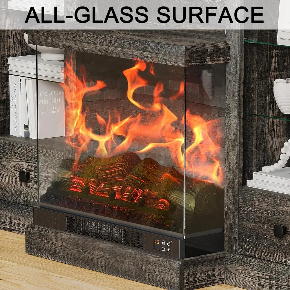 Fireplace TV Stand for 65 inch TV with 3-Sided Electric Fireplace