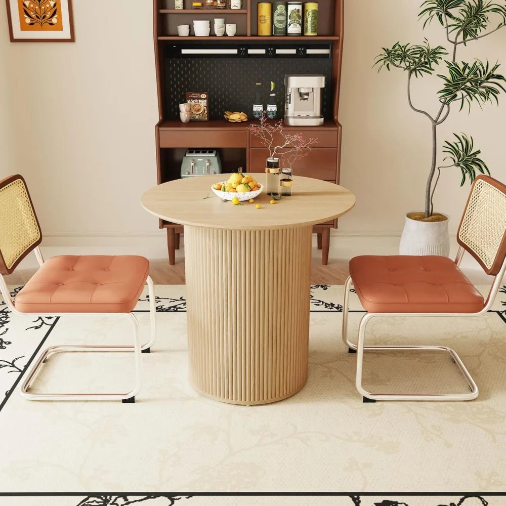 31.5" Round Dining Table Small Kitchen Table for 2-4 People Farmhouse