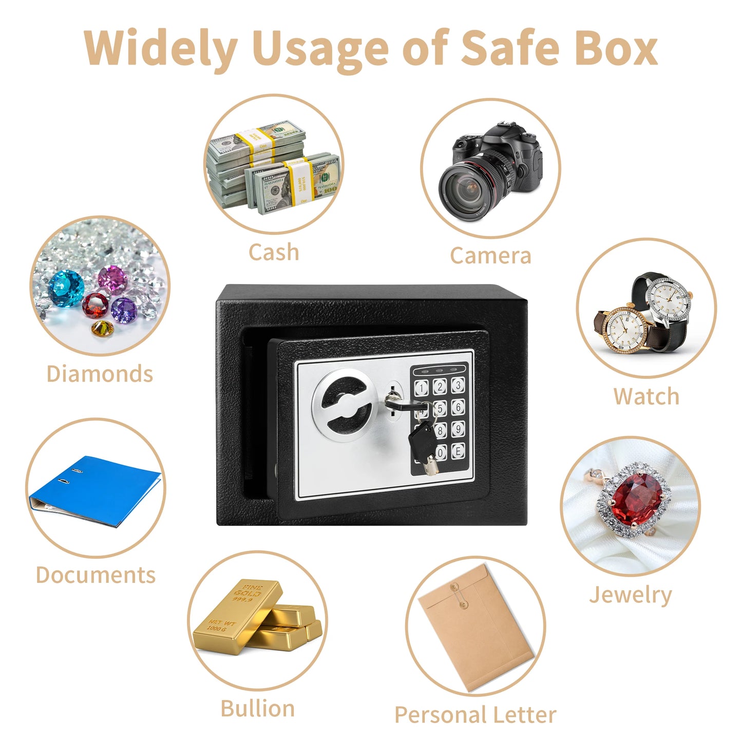 Deli Electronic Digital Safe Box Steel Money Safe Home Cash Storage