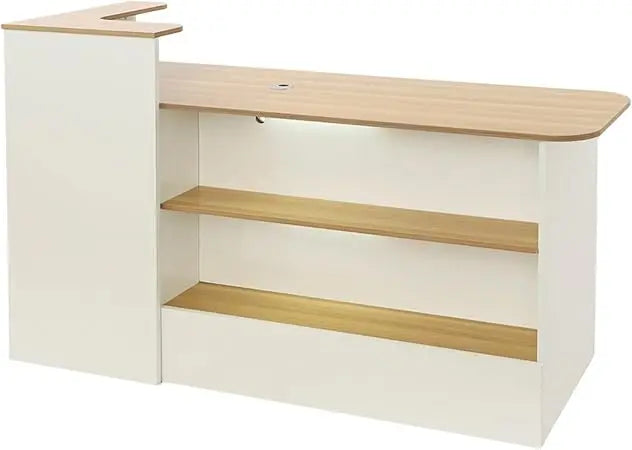 Modern Reception Desk Office Front Desk with Storage Lockable Drawer