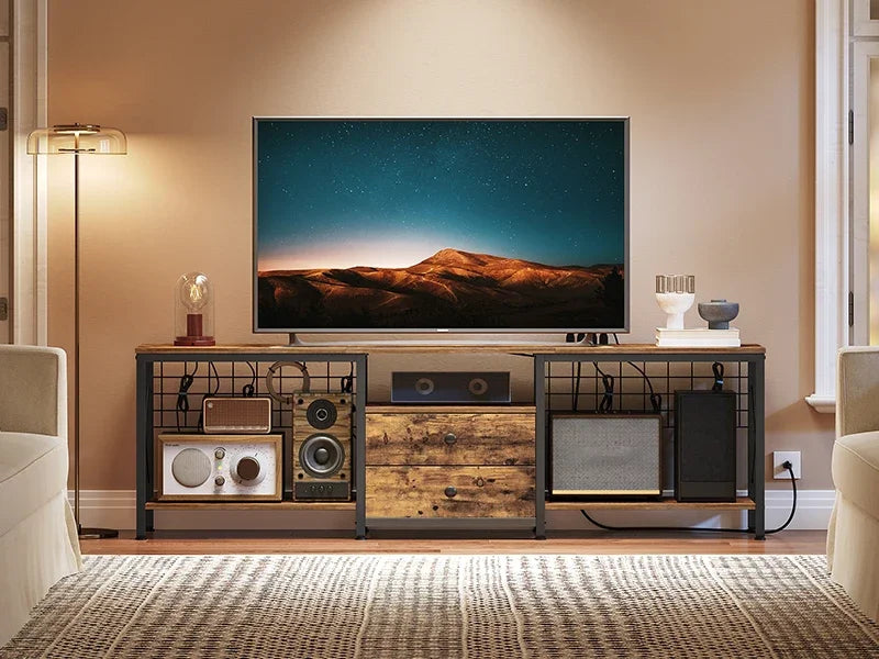 TV Stand with Power Outlet for 75 Inch TVs Entertainment Center