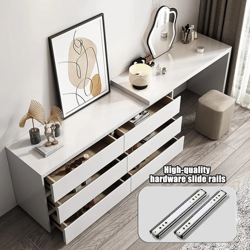 Ljustra Chest of Drawers Dressing Table Set with Stool Mirror Solid Wood