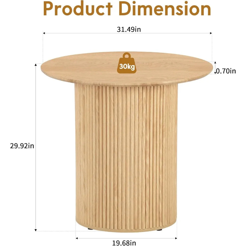 31.5" Round Dining Table Small Kitchen Table for 2-4 People Farmhouse