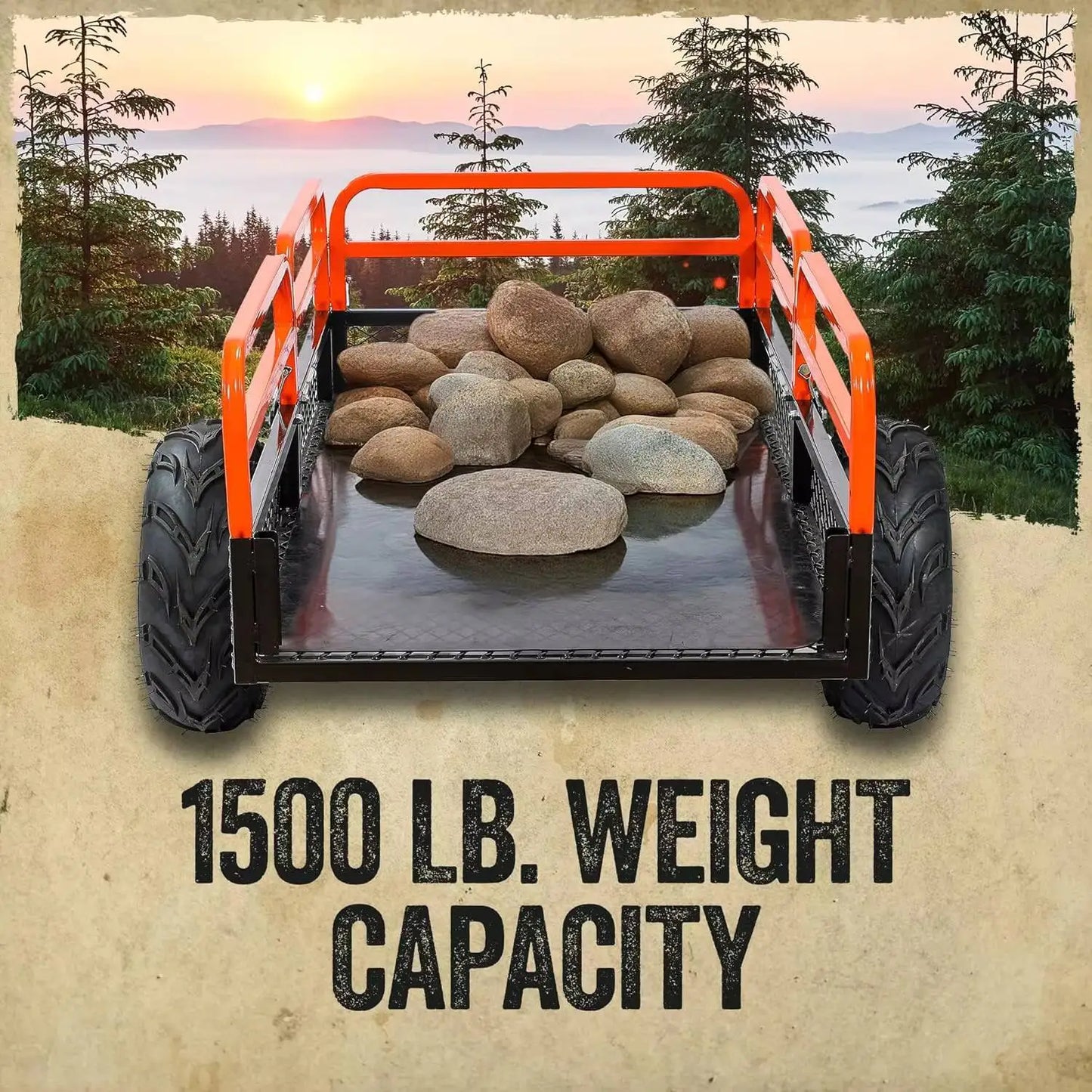 Ljustra Utility Trailer ATV Cart Dump Cart Tow Behind for Lawn Mower