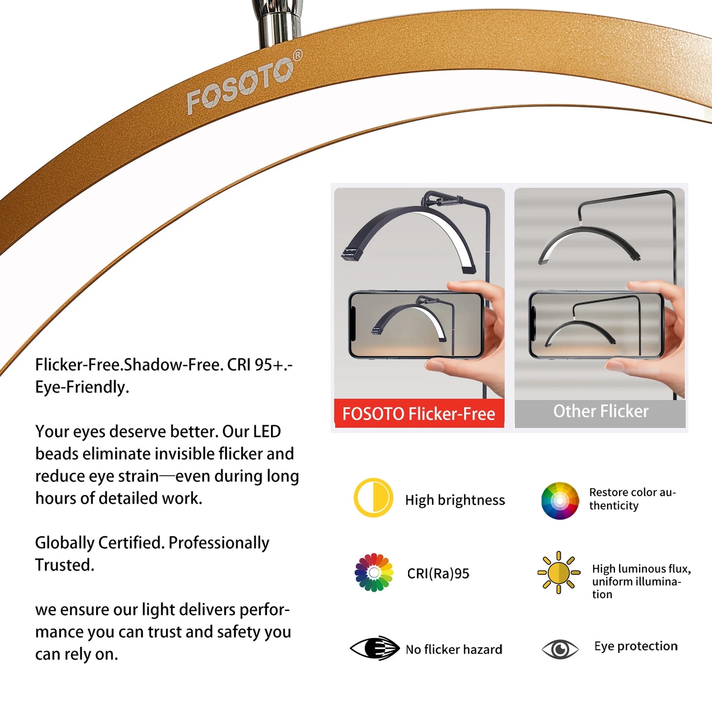 Fosoto Half-moon LED Video Light for Beauty Salon Tattoo Eyelash Work