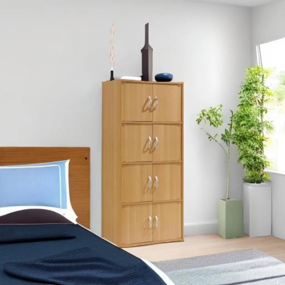 4 Shelf 8 Door Bookcase Cabinet Storage Organizer Furniture