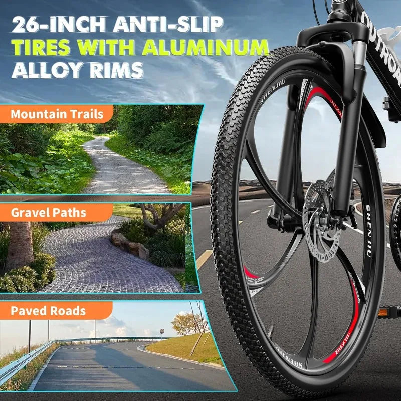 Ljustra 26 Inch Folding Mountain Bike 21 Speed Full Suspension Bicycle