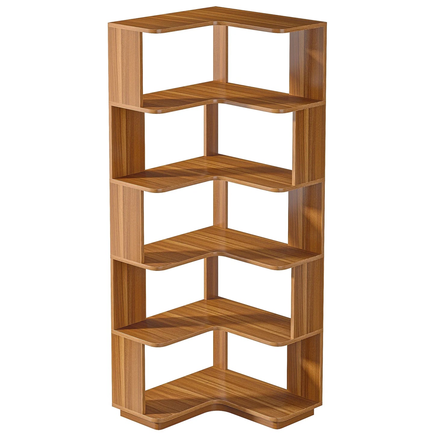 Ljustra 6 Tier Corner Bookshelf Industrial Wood Grain Bookcase