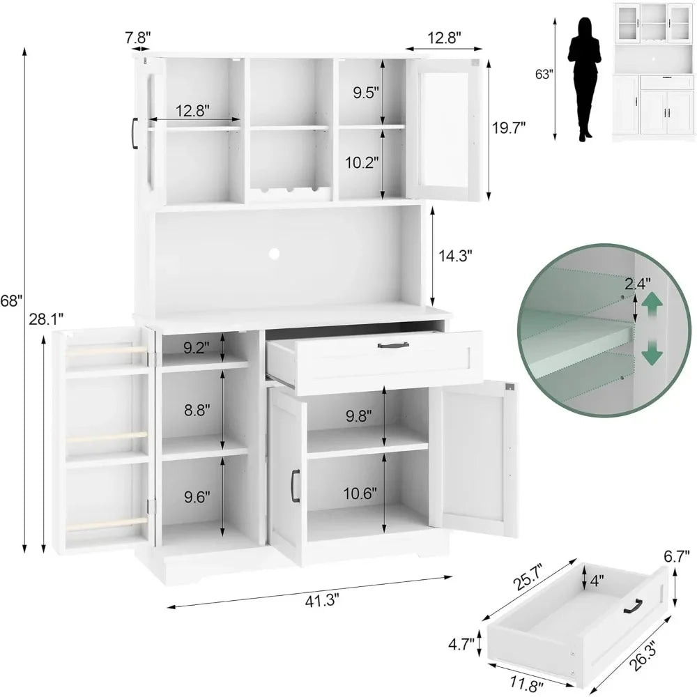 Freestanding Buffet Cabinet Microwave Stand Kitchen Hutch Storage Rack