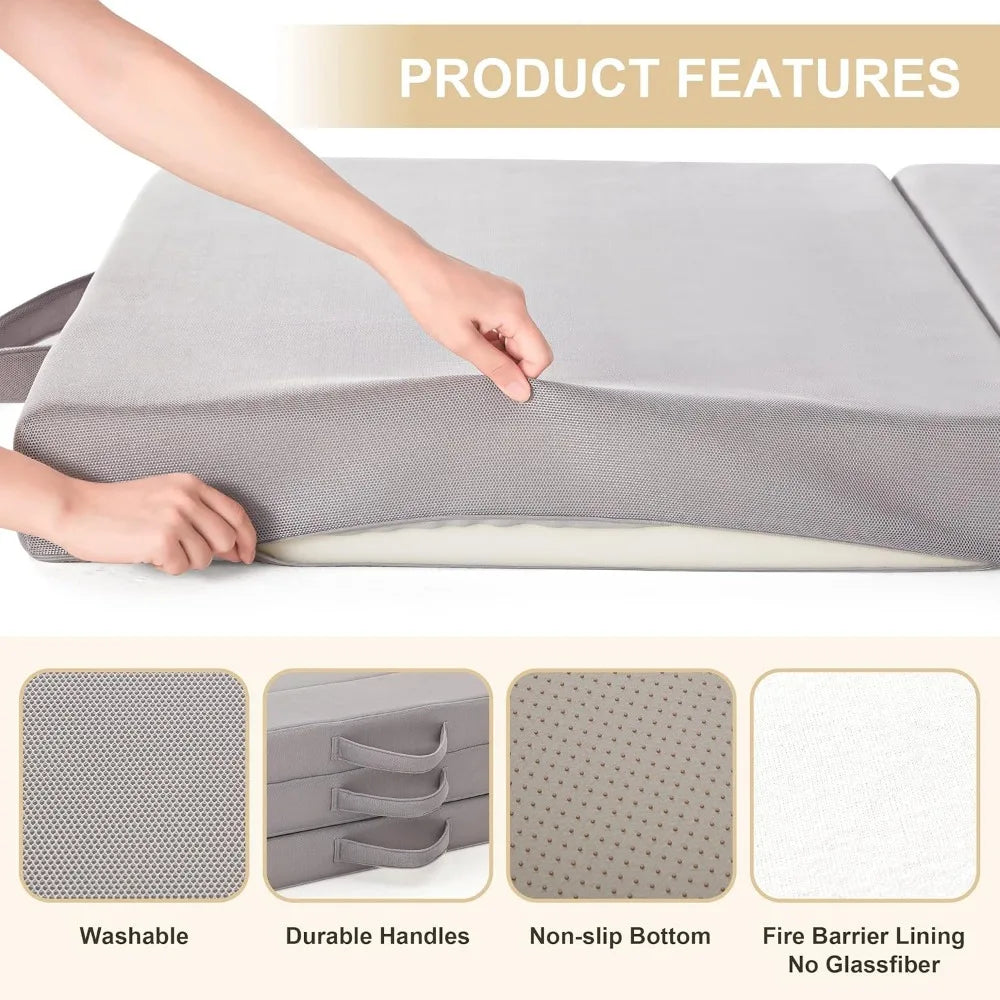 Sleep 4 Inch Foldable Mattress Portable Couch with Headrest