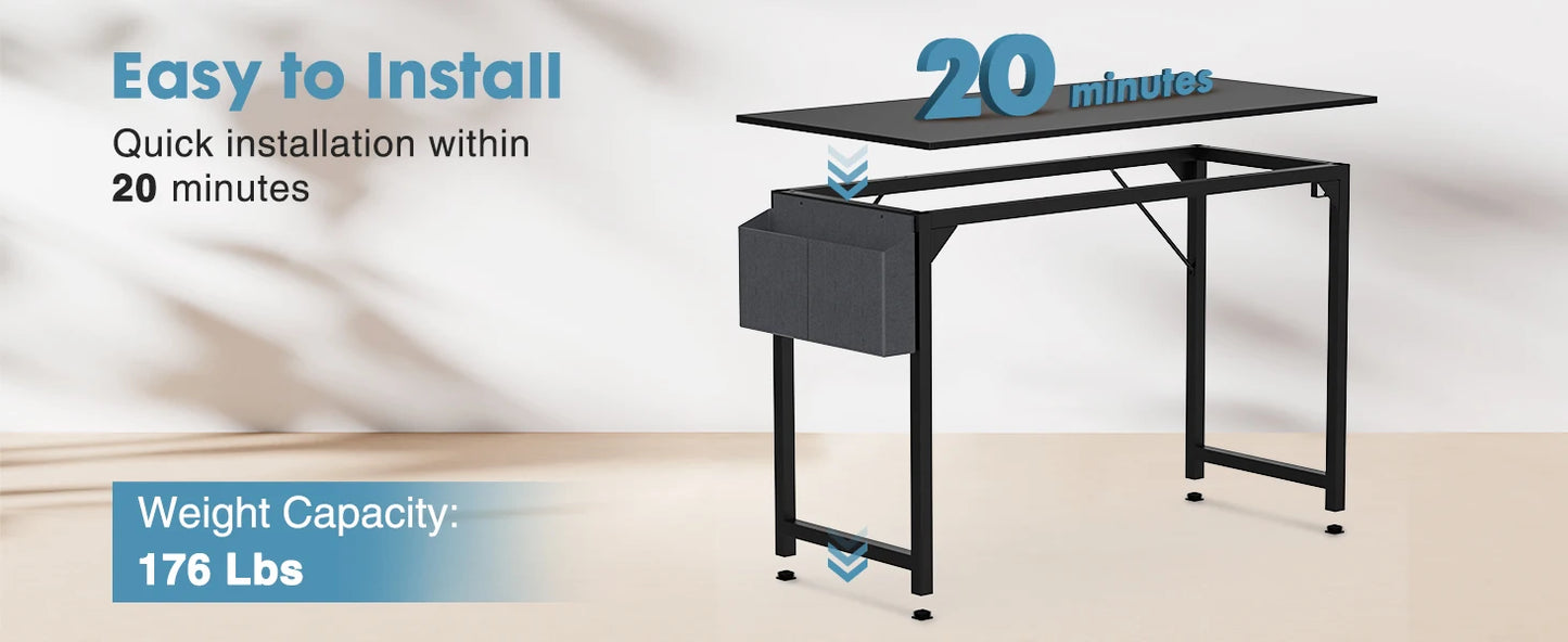 Ljustra Modern Compact Computer Desk with Storage and Headphone Hook