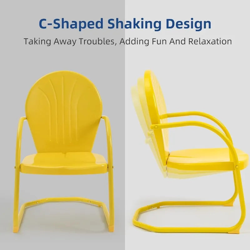 Retro Metal Patio Bistro Set 3 Pieces C-Spring Chairs Side Table