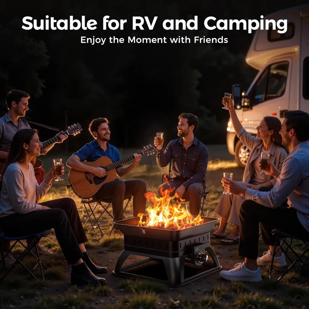 50000 BTU Propane Fire Pit Square Portable Outdoor Smokeless Camping