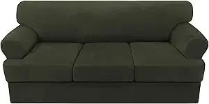 4-Piece Velvet Sofa Slipcover T-Cushion Stretch Fit | Couch Cover 72-90"