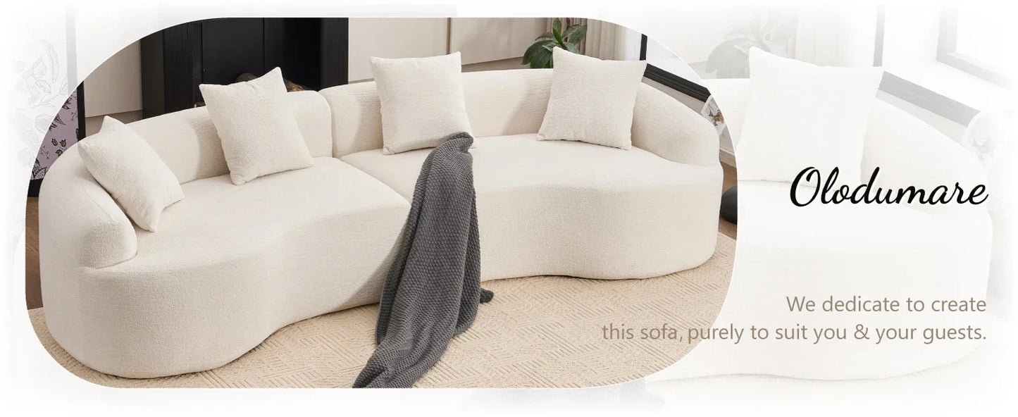 110" Curved Chenille Cloud Sofa Oversized 4-Seat Sectional Plush Cushions