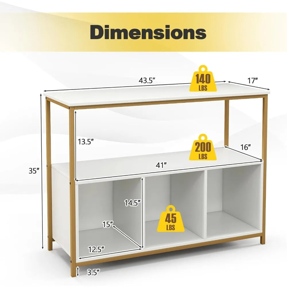Buffet Cabinet Sideboard Storage Open Shelf 3 Cubbies Modern Table
