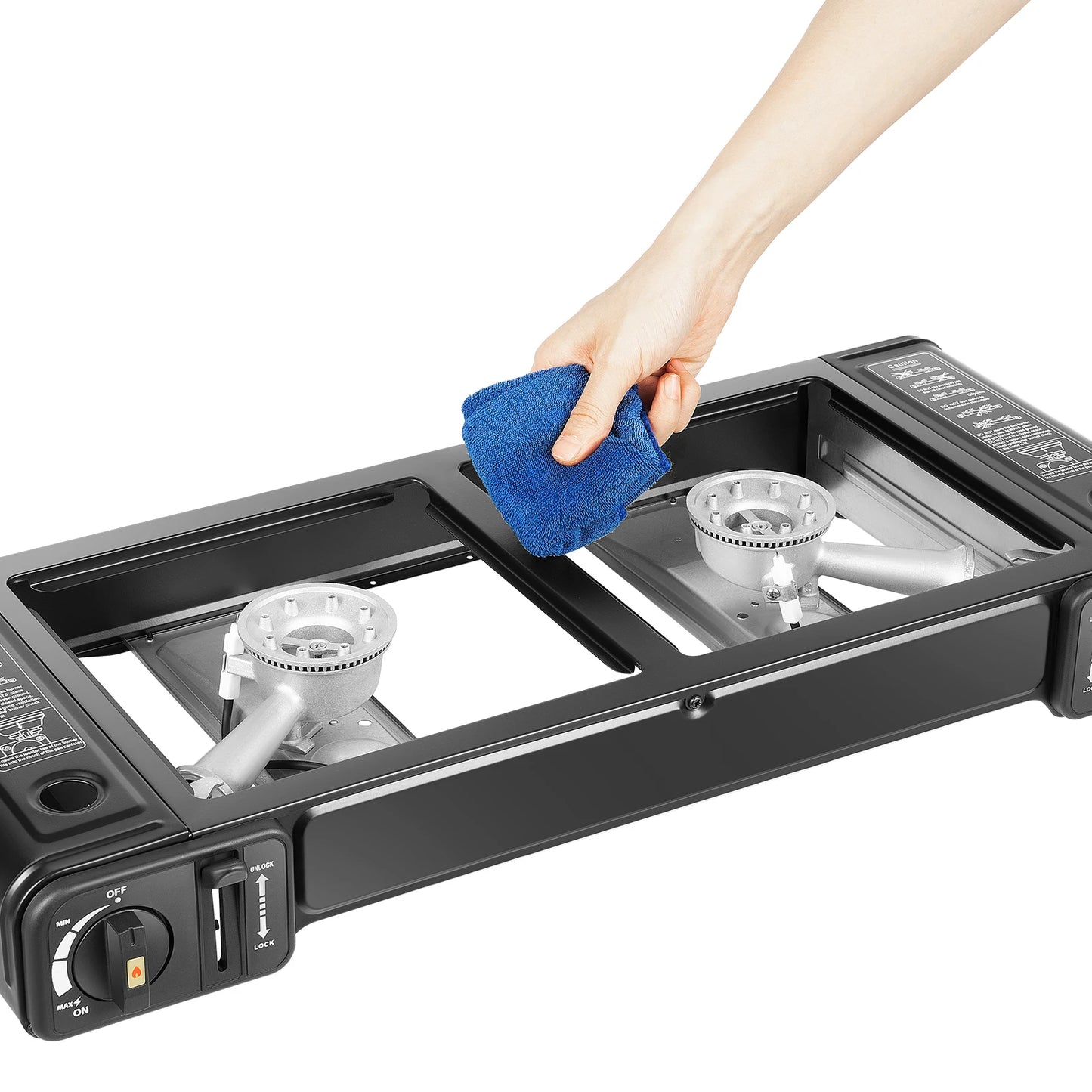 Ljustra 2in1 Portable Camping Stove Butane Burner Kit with Baking Pan