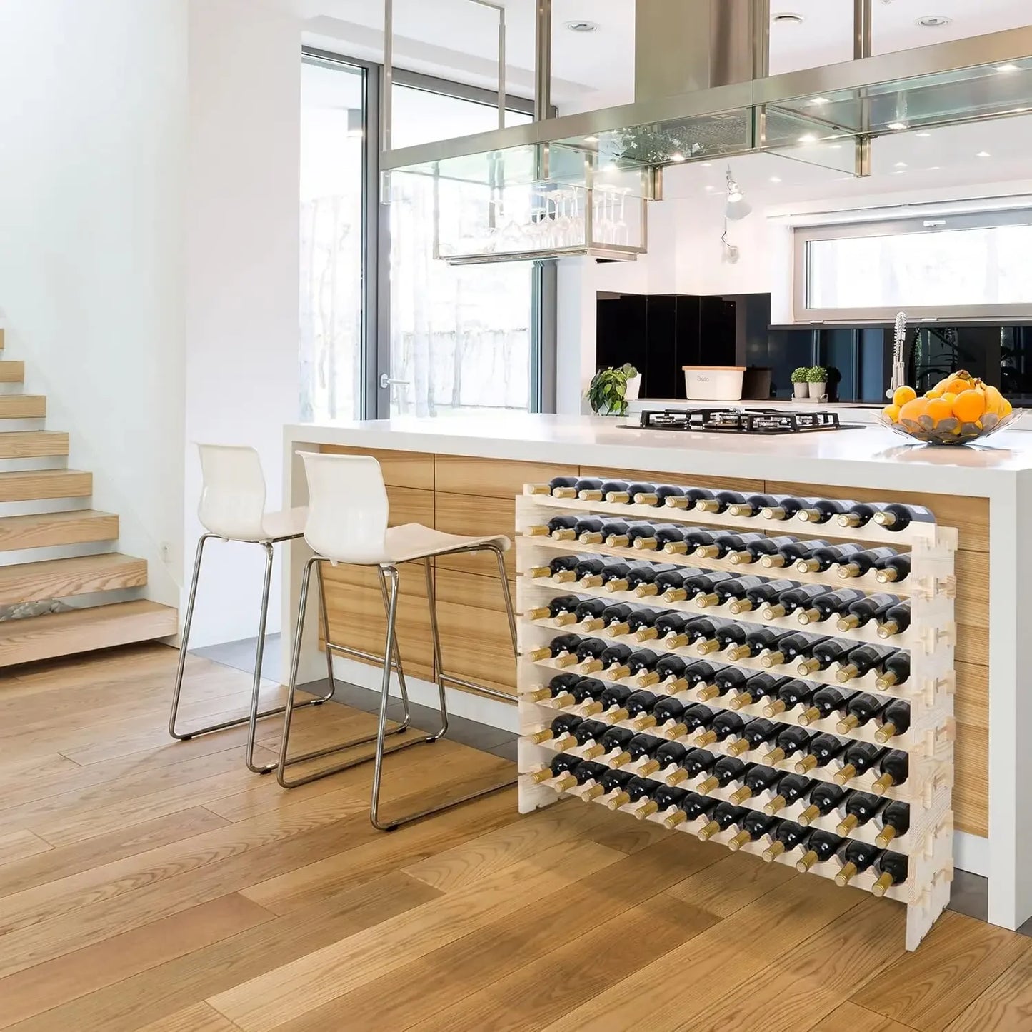 Stackable Modular Wine Rack Freestanding Wooden Storage Holder