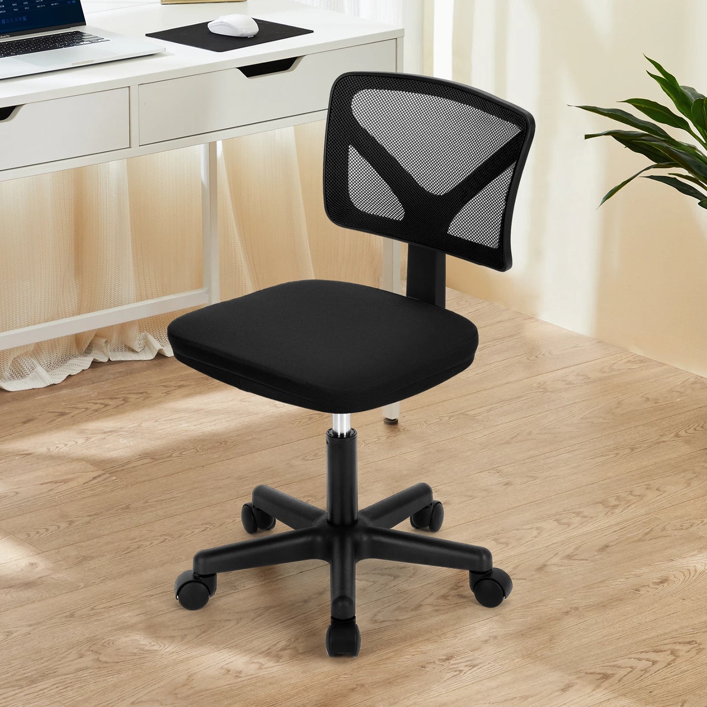 Ljustra Armless Office Chair with Lumbar Support Adjustable Height 360° Swivel