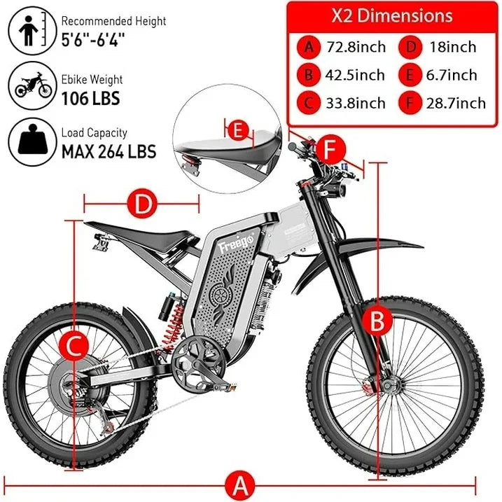 Freego X2 Pro Electric Motorcycle 6000W Off Road 60V Adult Ebike