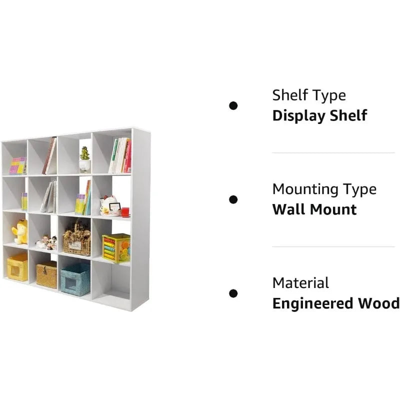 Ljustra 16 Cube Organizer Toy Storage Shelf Bookcase for Home and Office