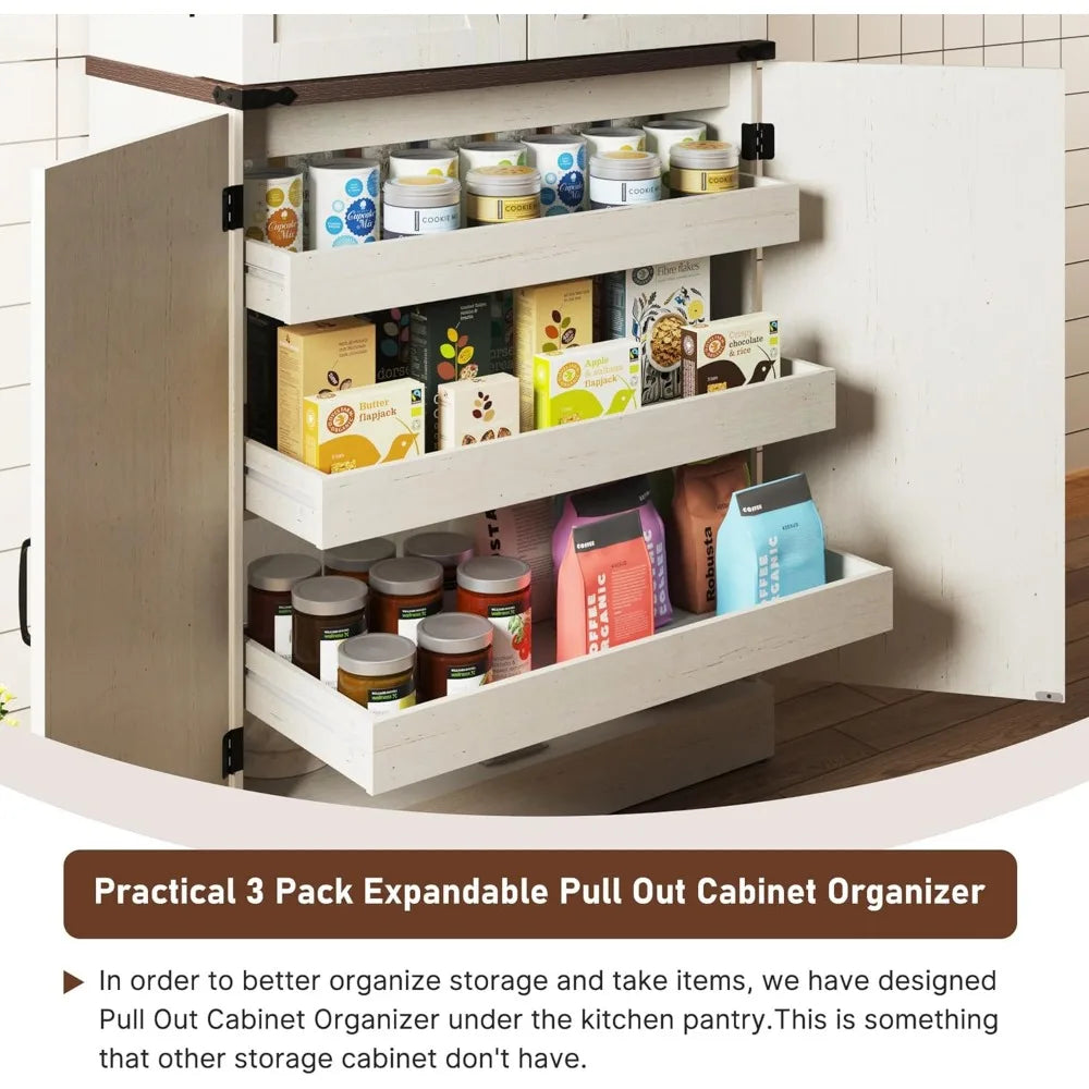 Farmhouse Kitchen Pantry Cabinet 71" Tall Rustic Storage Organizer