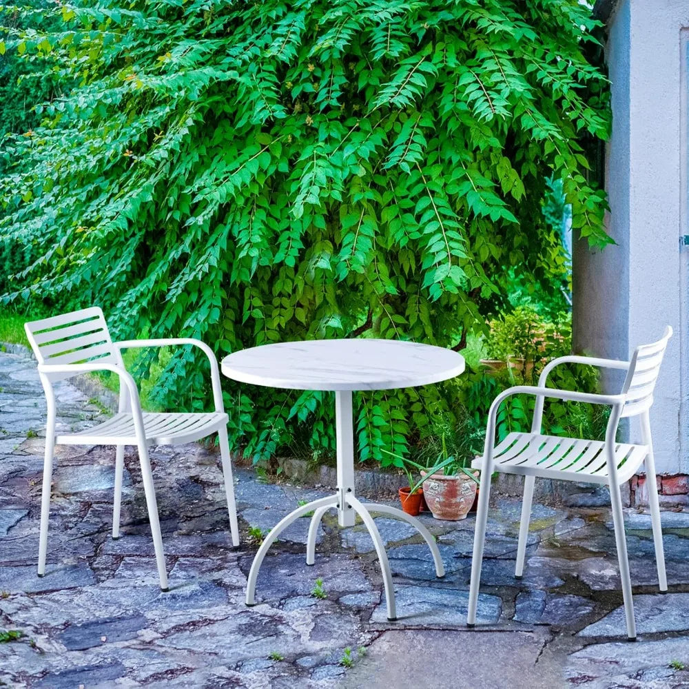 Premium Round Steel Patio Dining Table Indoor Outdoor Bistro Furniture