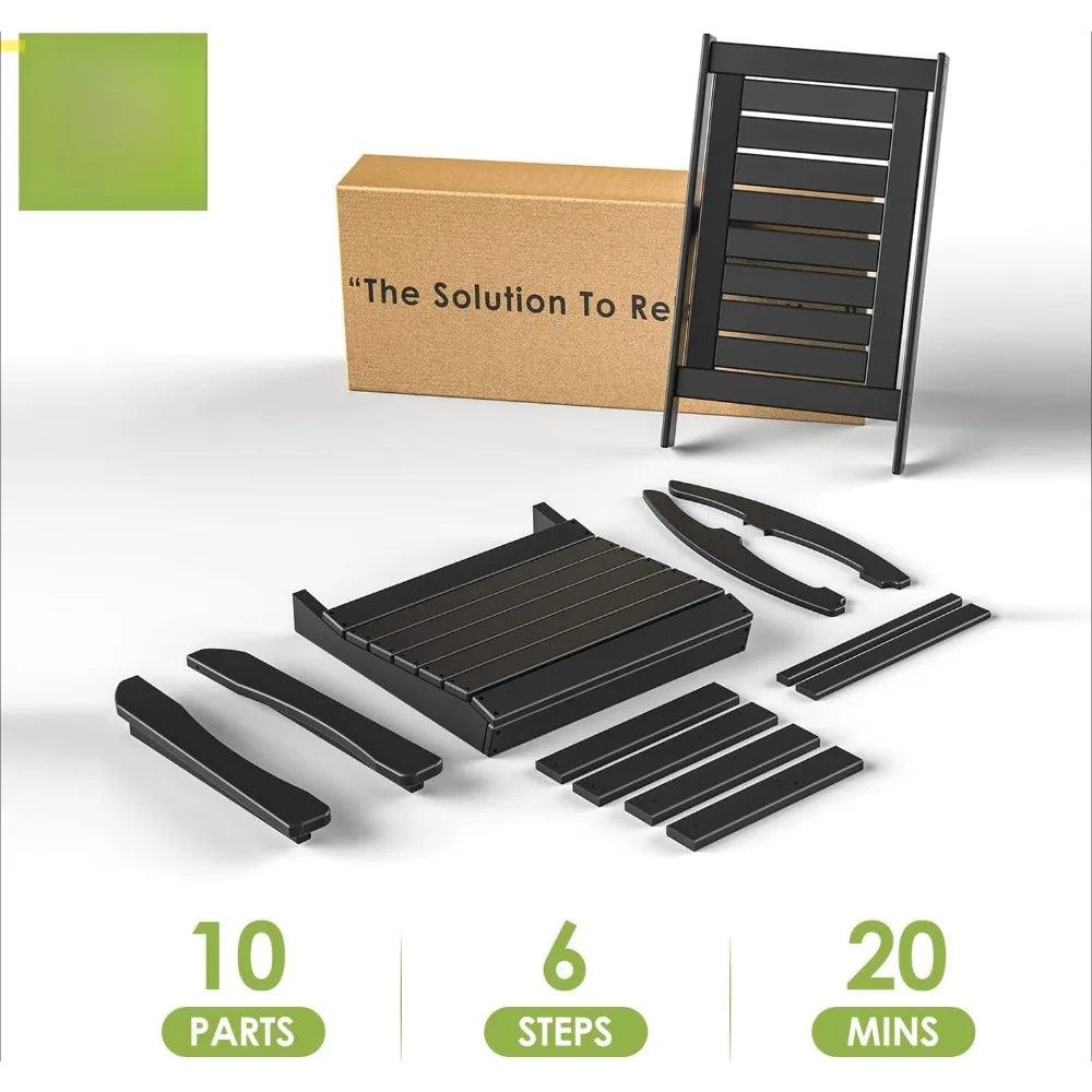 Outdoor Rocking Chairs Set of 2 HDPE Plastic Oversized Rockers