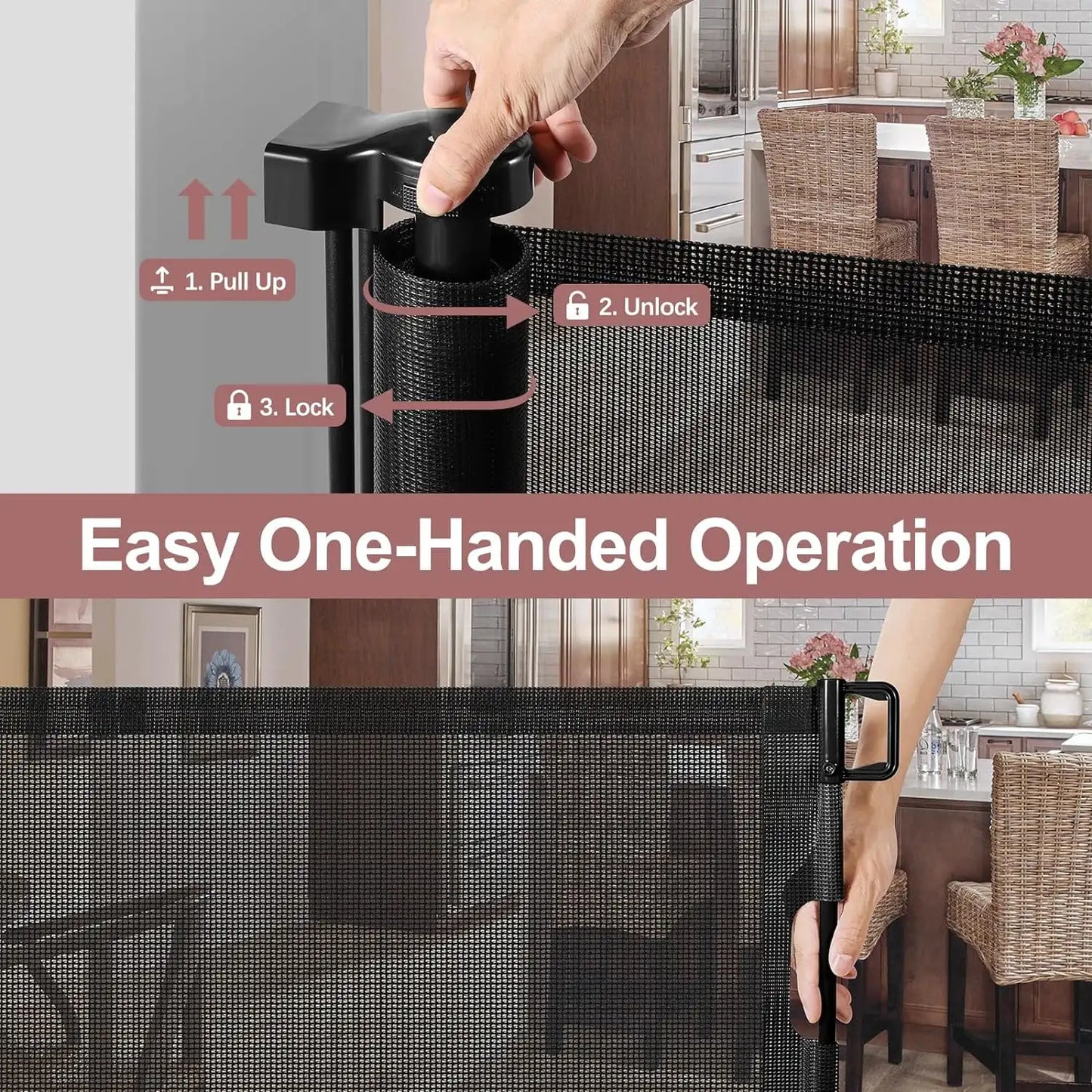 Retractable Baby Safety Gate 120inch Extra Wide Indoor Outdoor Pet Gate