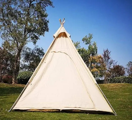 7x7x6.5 Outdoor Cotton Canvas 2-3 Person Bell Teepee Tent Camping