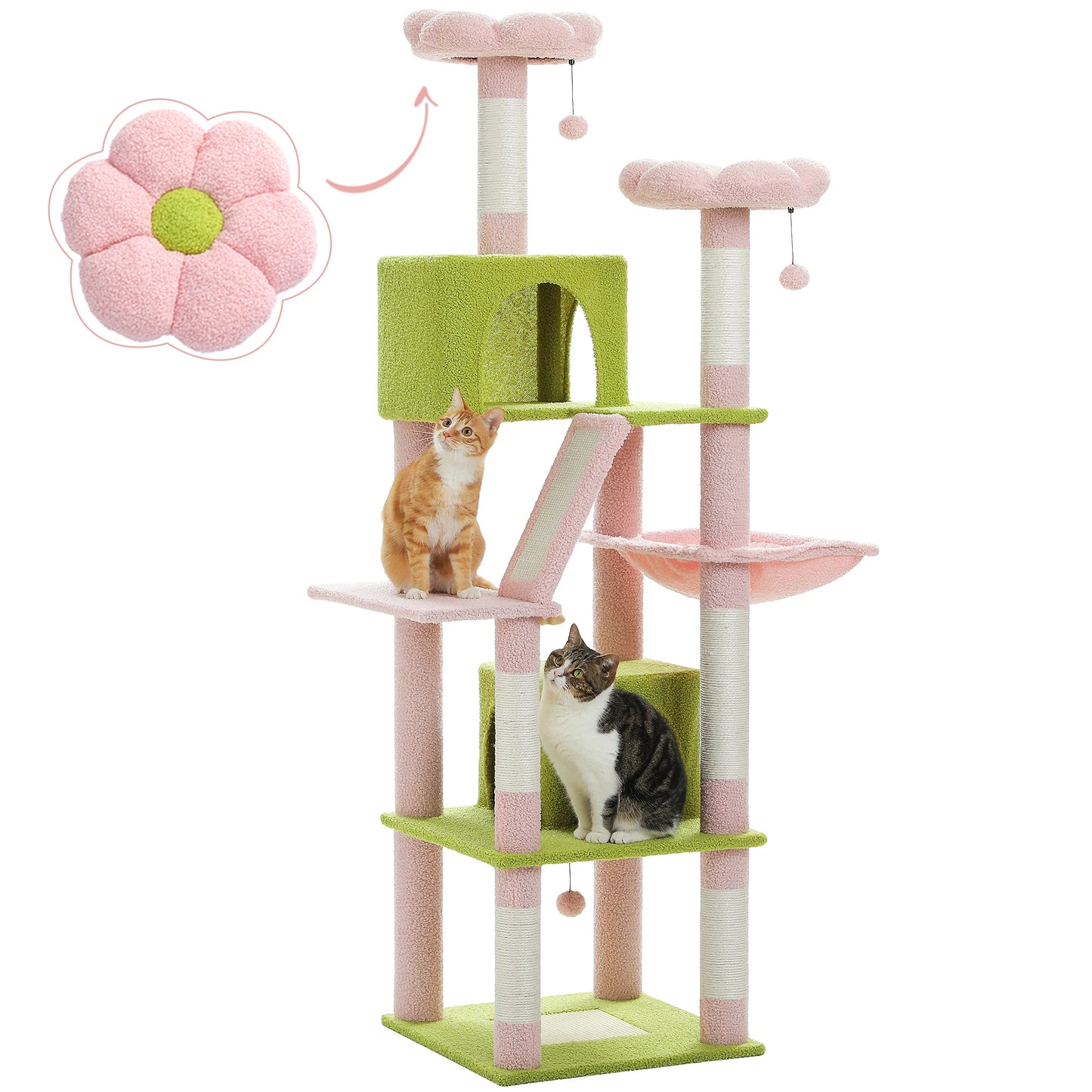 Multi-Level Cat Tree Indoor Tower with Scratching Posts Hammock Condo