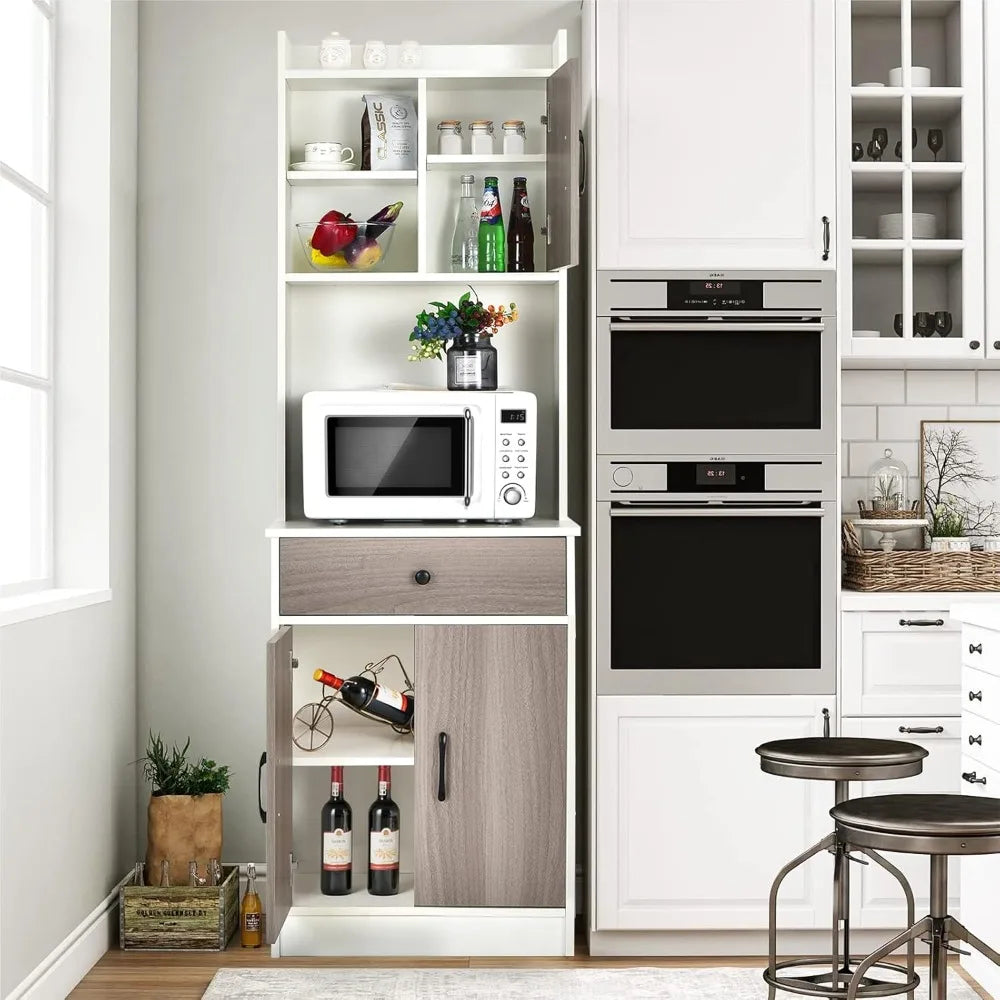 71 Inch Kitchen Pantry Storage Cabinet Freestanding Buffet Hutch