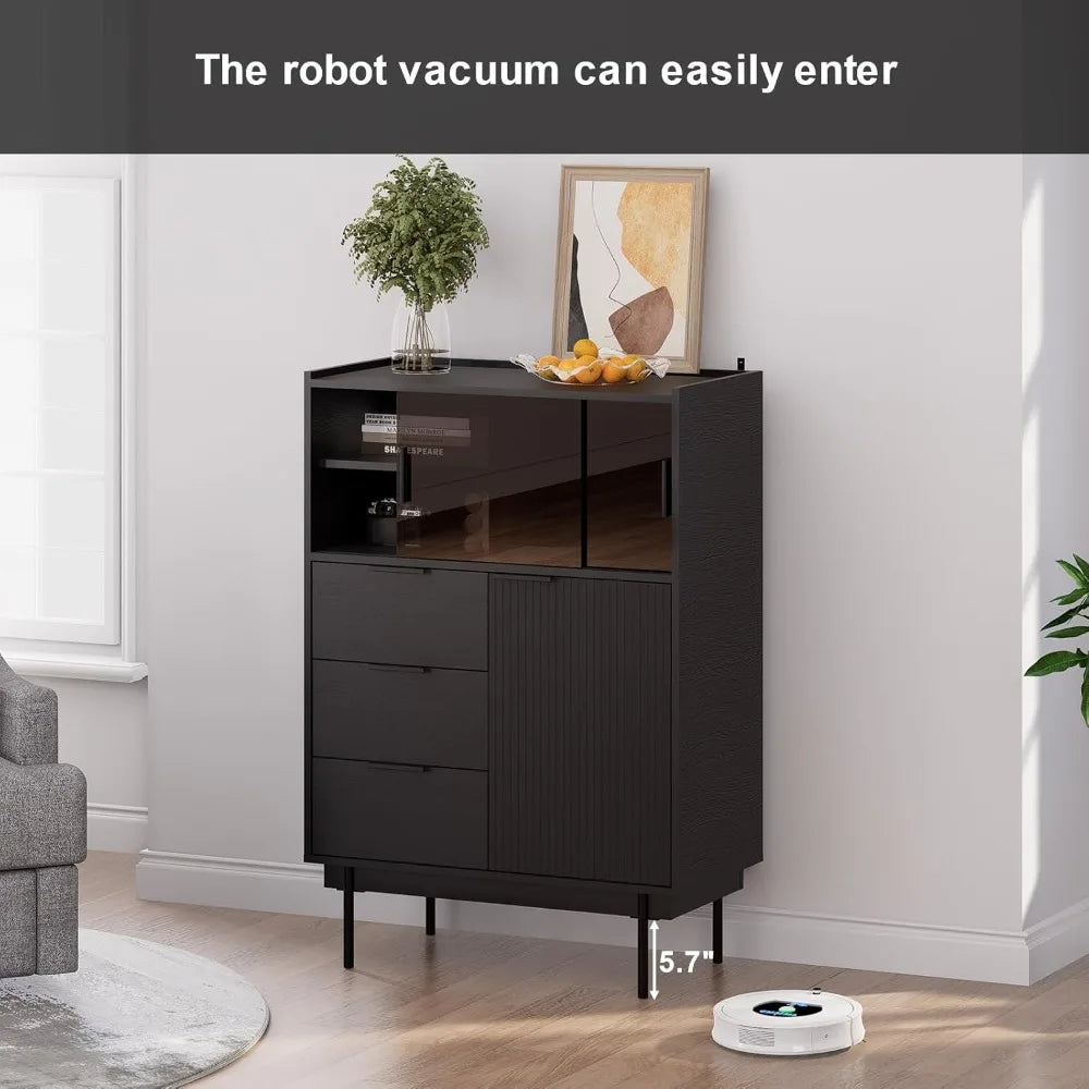 Modern Sideboard Cabinet with Storage Buffet 31.5x45 Sliding Doors