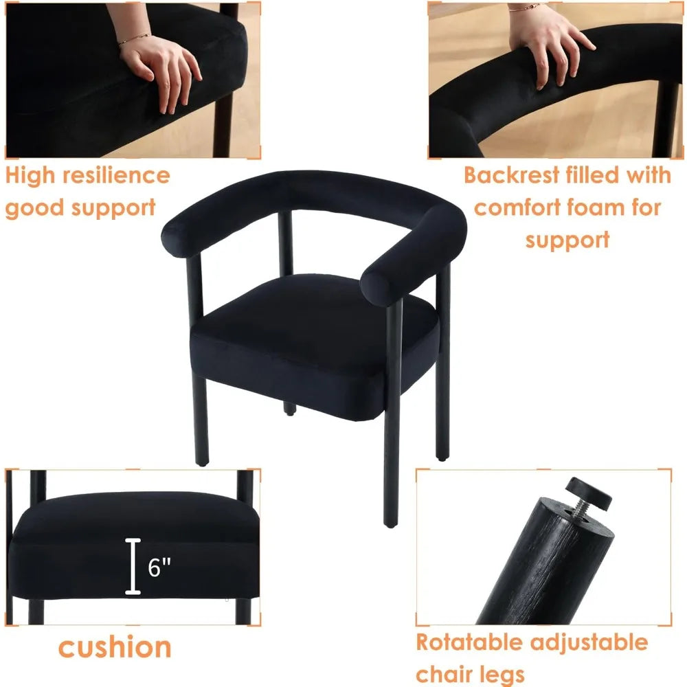 Mid-Century Modern Dining Chairs Set of 4 Upholstered Armrest Chairs