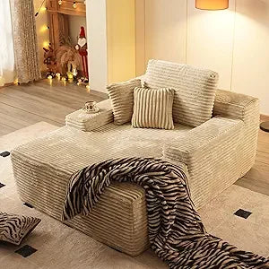 Oversized Chaise Lounge Chair Indoor Sleeper Couch Faux Fur Reading Chair