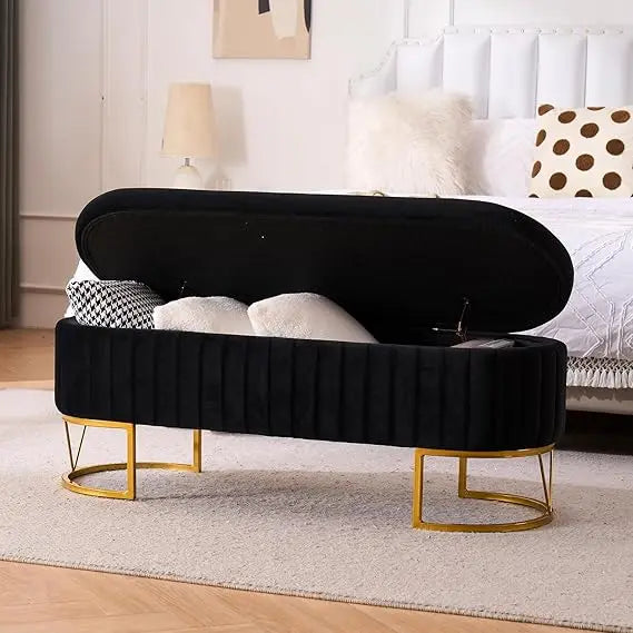 Modern Storage Ottoman Bench Upholstered Seating for Bedroom Entryway Living