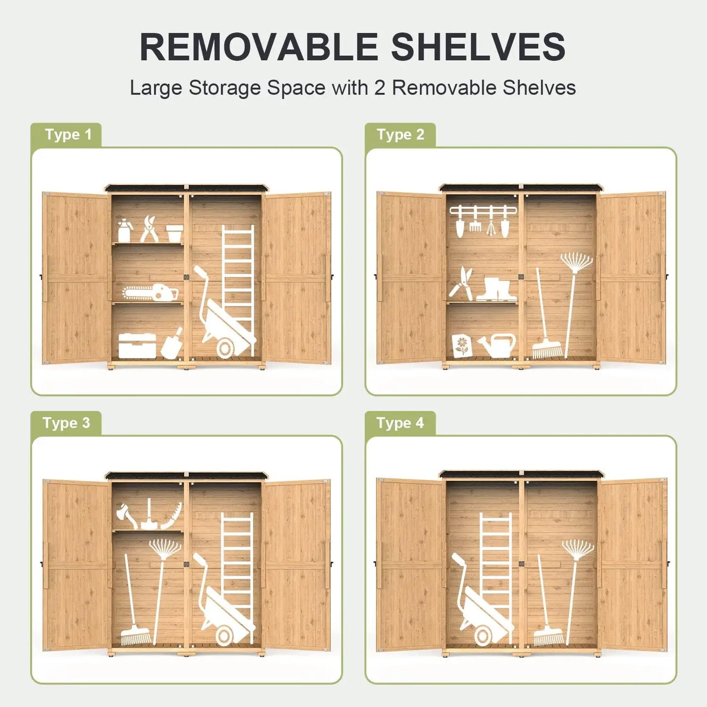 Outdoor Storage Cabinet Waterproof Roof Lockable Doors Garden Shed