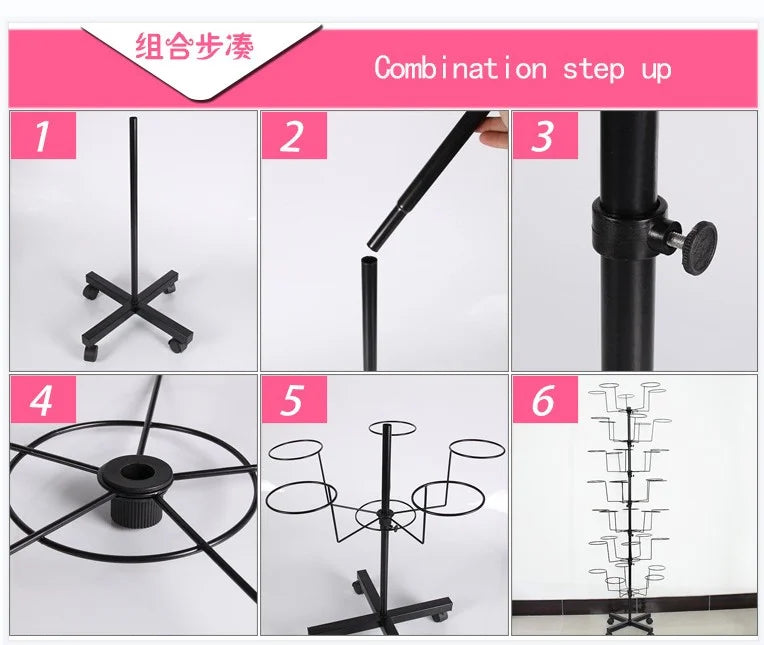 7-Tier Rotating Hat Rack with 35 Rests Durable Iron Easy Assembly